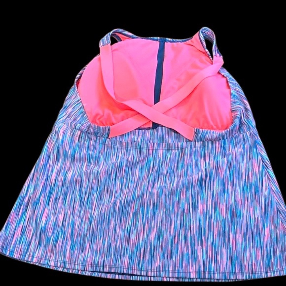 NWOT-Nike Pink and Blue Women's Racerback Swimsuit Top - Picture 3 of 5